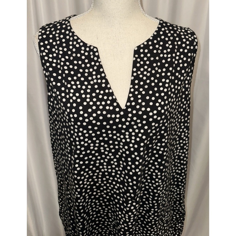 Lands End T-shirt Dress Size Lg 14-16 Polka Dot v-neck Sleeveless Cotton - Picture 6 of 8